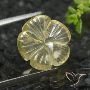 4.12 ct Yellow Quartz Stone, Natural Quartz in Carved Flower Shape for Sale
