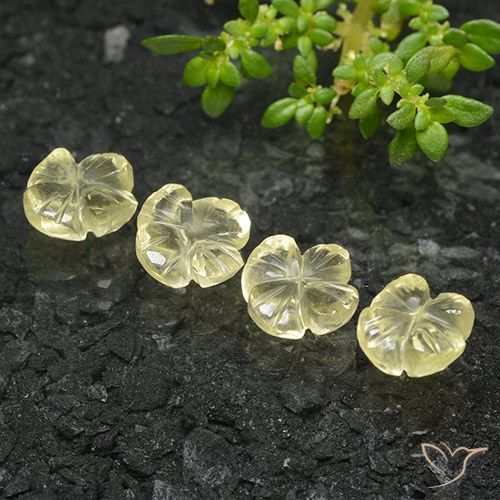 5.12ctw Natural Pale Cream Yellow Quartz, Flower Cut, Transparent