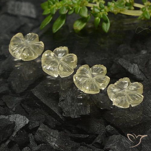 5.06ctw Natural Pale Cream Yellow Quartz, Flower Cut, Transparent