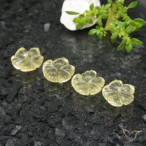 6.95ctw Natural Pale Cream Yellow Quartz, Flower Cut, Transparent