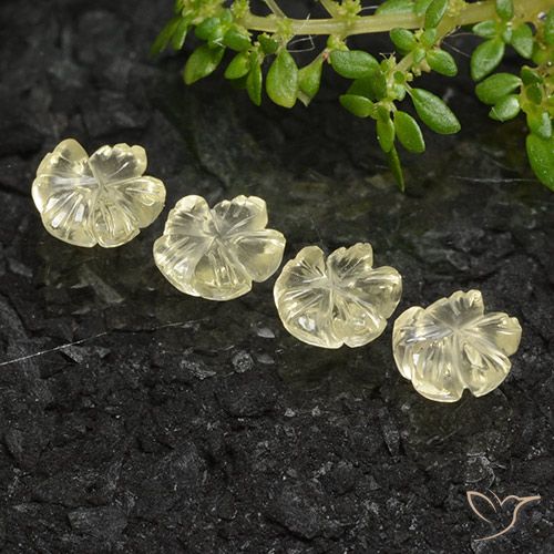 3.66ctw Natural Medium-Light Yellow Quartz, Flower Cut, Transparent
