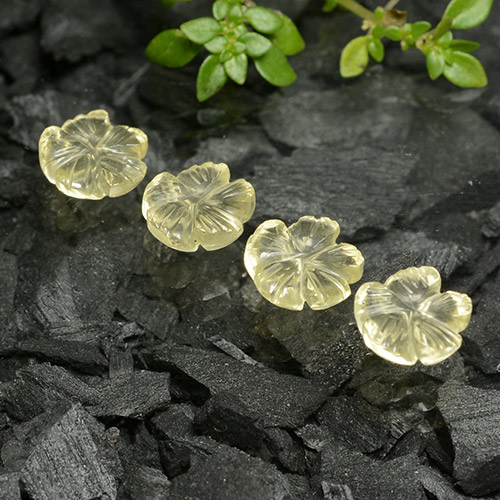 Amarillo claro medio Cuarzo Gema - 1.1ct Flor tallada (ID: 485568)