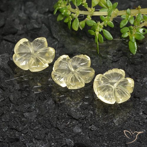 7.35ctw Natural Greenish Yellow Quartz, Flower Cut, Transparent