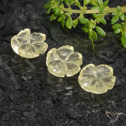 5.76ctw Natural Pale Yellow Quartz, Flower Cut, Transparent