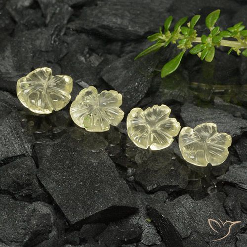 4.30ctw Natural Pale Yellow Quartz, Flower Cut, Transparent