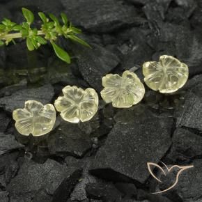 4.30 ctw Yellow Quartz Stones, Natural Quartz in Carved Flower Shape for Sale