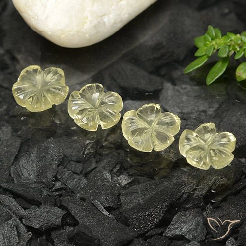 5.12ctw Natural Light Yellow Quartz, Flower Cut, Transparent