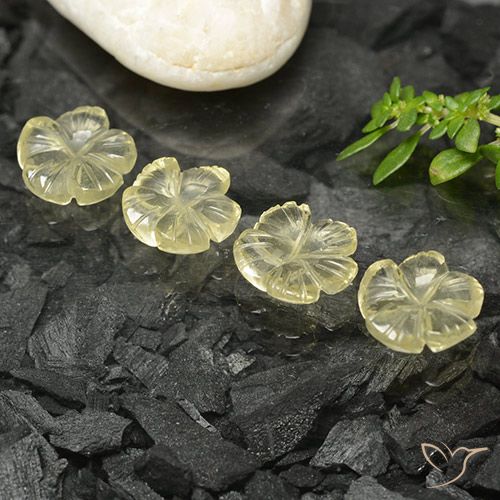 7.35ctw Natural Light Yellow Quartz, Flower Cut, Transparent