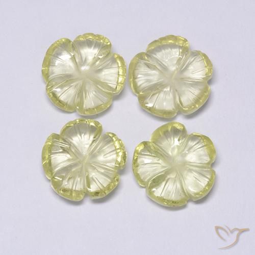 7.69 ctw Yellow Quartz Stones, Natural Quartz in Carved Flower Shape for Sale