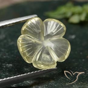 3.59 ct Yellow Quartz Stone, Natural Quartz in Carved Flower Shape for Sale