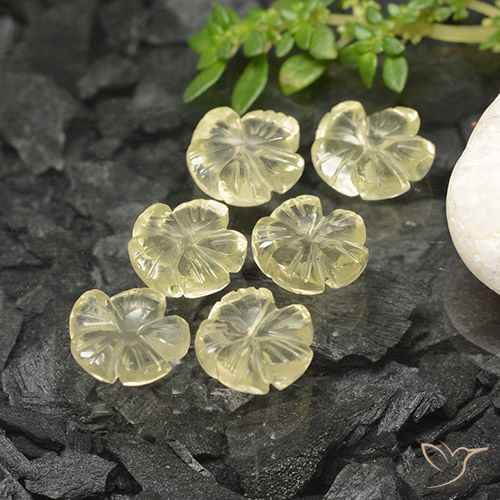 Lote de 6 piezas de Cuarzo Amarillo claro Corte Flor de Brasil - Tamaño 8,3x8,2 mm, peso 10,01 ct en total / promedio. 1,67 ct cada uno, dureza de Mohs 7 Adecuado para joyas de uso diario, Photo A