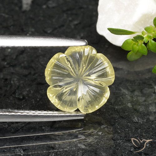 2.51ct Natural Pale Yellow Quartz, Flower Cut, Transparent