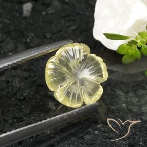 2.51 ct Yellow Quartz Stone, Natural Quartz in Carved Flower Shape for Sale