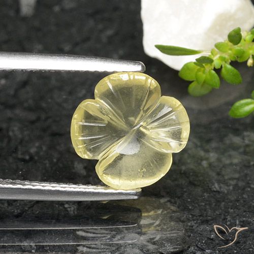 2.56ct Natural Greenish Yellow Quartz, Flower Cut, Transparent, Photo A