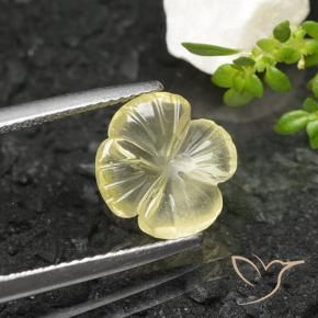 2.56 ct Yellow Quartz Stone, Natural Quartz in Carved Flower Shape for Sale