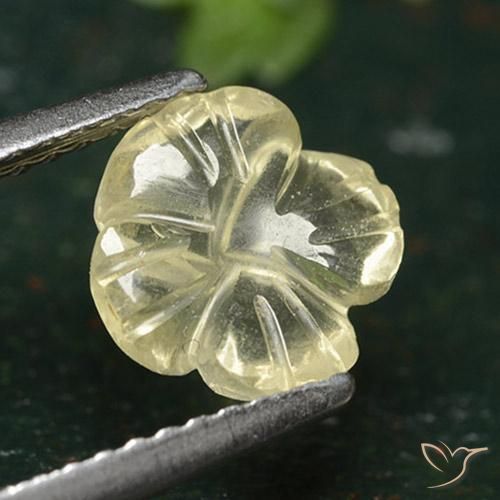 1.38 ct Yellow Quartz Stone, Natural Quartz in Carved Flower Shape for Sale