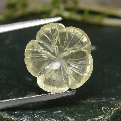 4.25ct Natural Medium Yellow Quartz, Flower Cut, Transparent