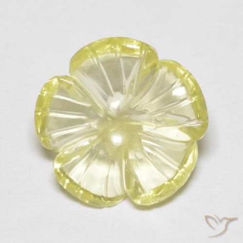 3.80ct Natural Medium Light-Yellow Quartz, Flower Cut, Transparent