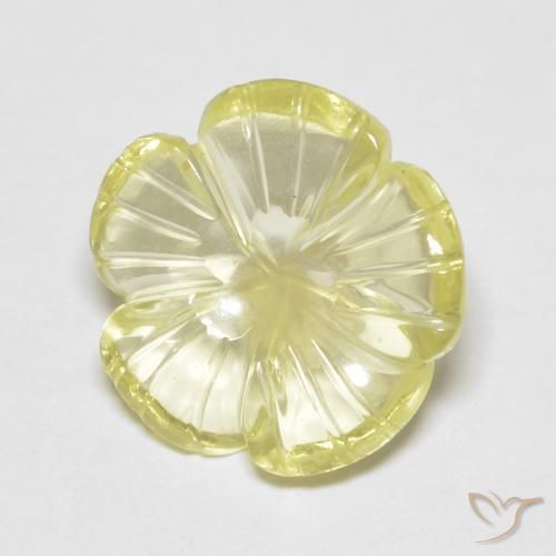3.80 ct Yellow Quartz Stone, Natural Quartz in Carved Flower Shape for Sale