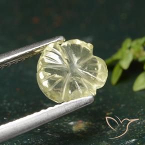 1.55 ct Yellow Quartz Stone, Natural Quartz in Carved Flower Shape for Sale