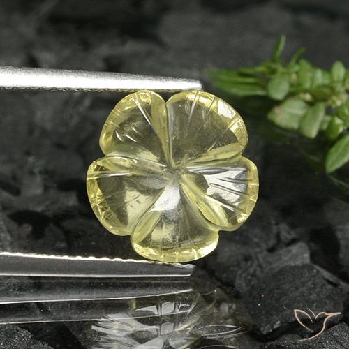 3.38ct Natural Medium Yellow Quartz, Flower Cut, Transparent