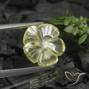 3.38 ct Yellow Quartz Stone, Natural Quartz in Carved Flower Shape for Sale