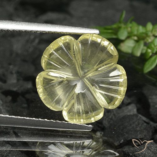 4.17ct Natural Medium Yellow Quartz, Flower Cut, Transparent