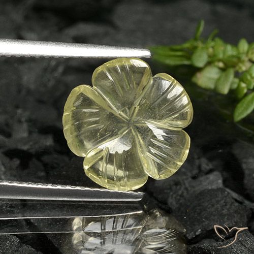 2.88ct Natural Medium Yellow Quartz, Flower Cut, Transparent