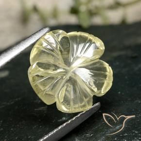 3.47 ct Yellow Quartz Stone, Natural Quartz in Carved Flower Shape for Sale