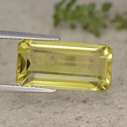 10.22ct Natural Light Pineapple Yellow Quartz, Emerald Cut, VVS-VS