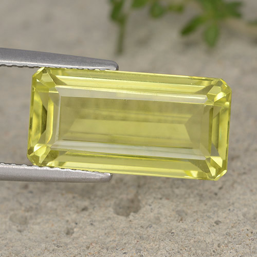 15.7 x 8mm Octagon / Emerald Cut Yellow Quartz from Brazil, Weight of 6.85ct, Natural irradiated Gemstone in VVS-VS Clarity, 1pc Octagon Step Cut Quartz - Color: Light Corn Yellow, Mohs Hardness of 7 suitable for daily wear jewelry, Photo A