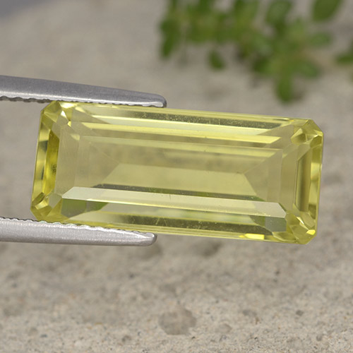 薄いパイナップルイエロー クォーツ 宝石 - 7.3ct 八角形ステップカット (ID: 491025)
