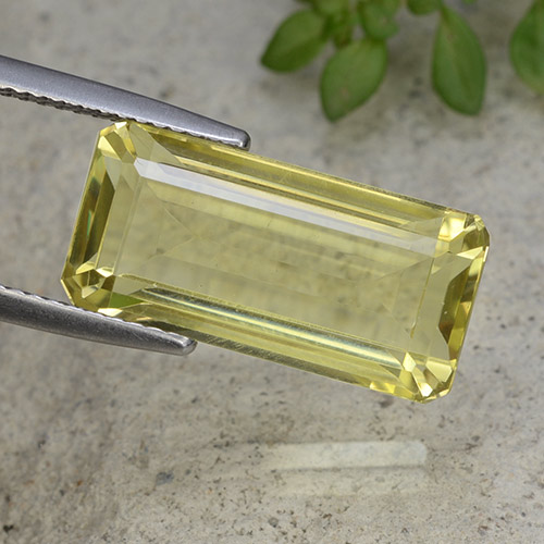 ライトイエロー クォーツ 宝石 - 10.3ct 八角形ステップカット (ID: 491062)