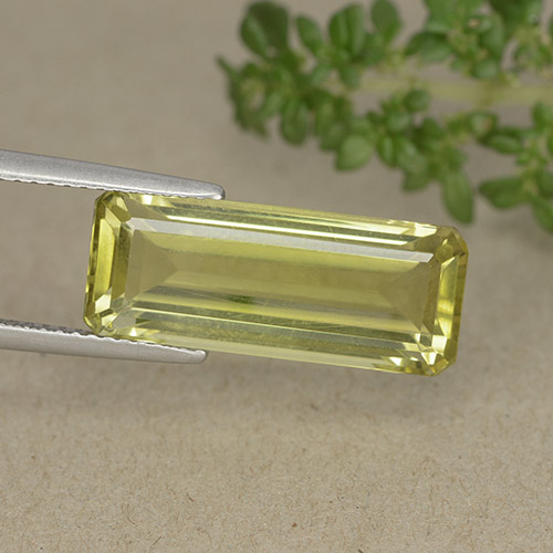 薄いパイナップルイエロー クォーツ 宝石 - 8.3ct 八角形ステップカット (ID: 491100)