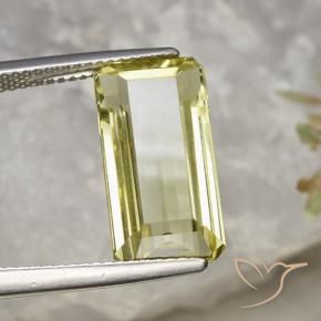 8.03 ct Yellow Quartz Stone, Natural Quartz in Octagon Step Cut Shape for Sale