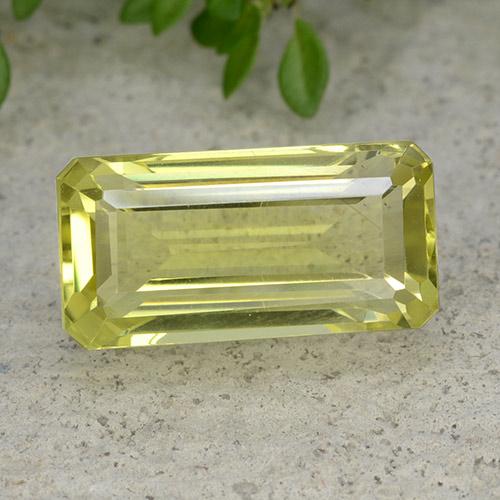 16.1 x 8.2mm Octagon Step Cut Yellow Quartz from Brazil, Weight of 7.48ct, Natural irradiated Gemstone in VVS-VS Clarity, 1pc Quartz - Color: Green Yellow, Mohs Hardness of 7 suitable for daily wear jewelry, Photo A