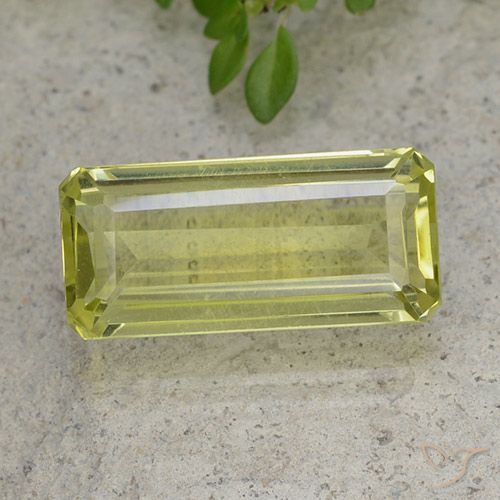 6.44ct Natural Green Yellow Quartz, Emerald Cut, VVS-VS