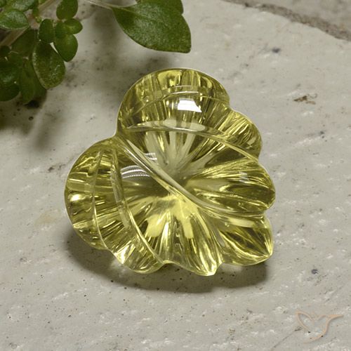 12.42ct Natural Medium Yellow Quartz, Flower Cut, Transparent
