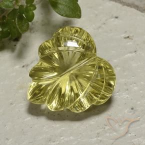 12.42 ct Yellow Quartz Stone, Natural Quartz in Fantasy Carved Leaf Shape for Sale