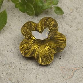 6.05 ct Golden Quartz Stone, Natural Quartz in Fantasy Carved Flower Shape for Sale