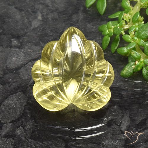 8.86 ct Yellow Quartz, 14.2 x 13.9 mm Carved From Brazil, Photo A