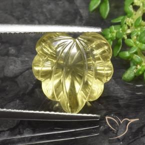 8.86 ct Yellow Quartz Stone, Natural Quartz in Fantasy Carved Leaf Shape for Sale