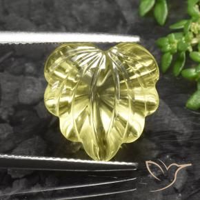 9.79 ct Yellow Quartz Stone, Natural Quartz in Fantasy Carved Leaf Shape for Sale