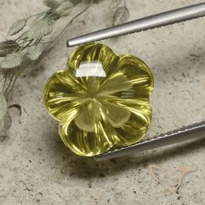 10.09 ct Yellow Quartz Stone, Natural Quartz in Fantasy Carved Flower Shape for Sale