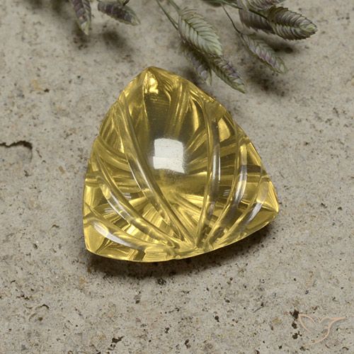 6.12 ct Yellow Quartz, 13.1 x 13 mm Carved From Brazil, Photo A