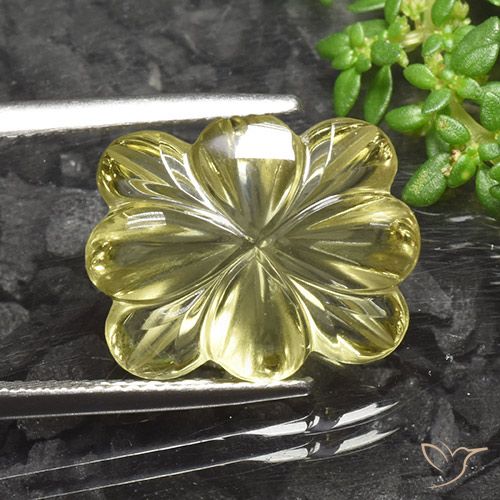 9.11ct Natural Medium-Light Yellow Quartz, Flower Cut, Transparent