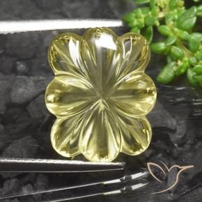 9.11 ct Yellow Quartz Stone, Natural Quartz in Fantasy Carved Flower Shape for Sale