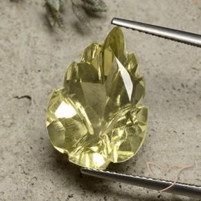 10.32 ct Yellow Quartz Stone, Natural Quartz in Fantasy Carved Leaf Shape for Sale