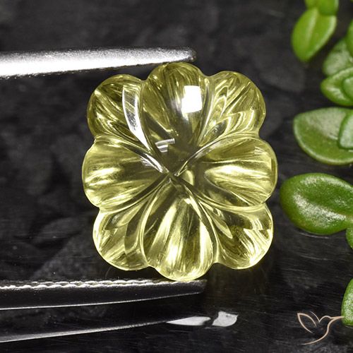 7.25ct Natural Light Corn Yellow Quartz, Flower Cut, Transparent