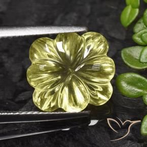 7.25 ct Yellow Quartz Stone, Natural Quartz in Fantasy Carved Flower Shape for Sale